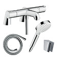 HANSGROHE - Pack mitigeur bain thermostatique Ecostat + Pommeau Crometta EcoSmart + Flexible Isiflex + Support et colonnettes Chromé - vignette