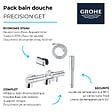 GROHE - Pack mitigeur thermostatique Get avec colonnettes + Douchette 1 jet Vitalio Get Stick + Flexible 1750 mm et support - vignette