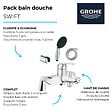 GROHE - Pack mitigeur bain douche mécanique Swift + douchette ronde  2 jets + flexible + support - vignette