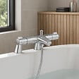 GROHE - Pack mitigeur thermostatique BD Grohtherm 800 avec colonnettes + Douchette 1 jet Vitalio Get Stick + Flexible 1750 mm et support - vignette