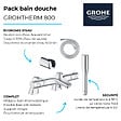 GROHE - Pack mitigeur thermostatique BD Grohtherm 800 avec colonnettes + Douchette 1 jet Vitalio Get Stick + Flexible 1750 mm et support - vignette