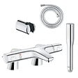 GROHE - Pack mitigeur thermostatique Trend avec colonnettes + Douchette 1 jet Vitalio Get Stick + Flexible 1750 mm et support - vignette
