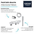 GROHE - Pack mitigeur thermostatique Trend avec colonnettes + Douchette 1 jet Vitalio Get Stick + Flexible 1750 mm et support - vignette