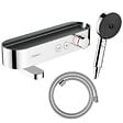 HANSGROHE - Pack mitigeur bain douche thermostatique ShowerTablet Select + Flexible Designflex + Pommeau de douche Pulsify Select 3 jets Chromé - vignette