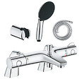 GROHE - Pack mitigeur bain douche thermostatique Grohtherm 800 + douchette ronde  2 jets + flexible + support - vignette