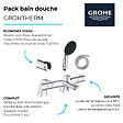 GROHE - Pack mitigeur bain douche thermostatique Grohtherm 800 + douchette ronde  2 jets + flexible + support - vignette