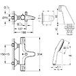 GROHE - Pack mitigeur bain douche thermostatique Grohtherm 800 + douchette ronde  2 jets + flexible + support - vignette
