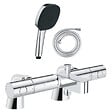 GROHE - Pack mitigeur bain douche thermostatique Grohtherm 800 cosmopolitan + douchette carré  2 jets + flexible - vignette
