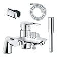 GROHE - Mitigeur mécanique Start Loop avec colonnettes + Douchette 1 jet Vitalio Get Stick + Flexible 1750 mm et support - vignette
