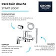 GROHE - Mitigeur mécanique Start Loop avec colonnettes + Douchette 1 jet Vitalio Get Stick + Flexible 1750 mm et support - vignette
