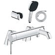 GROHE - Pack mitigeur bain douche mécanique Essence + douchette carré  2 jets + flexible + support - vignette