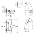 GROHE - Pack mitigeur bain douche thermostatique Precision Trend + douchette carré  2 jets + flexible + support - vignette