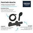 GROHE - Pack mitigeur thermostatique bain douche Precision Start noir mat + Douchette 2 jets Vitalio Start 110 et flexible - vignette