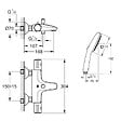 GROHE - Pack mitigeur thermostatique bain douche Precision Start noir mat + Douchette 2 jets Vitalio Start 110 et flexible - vignette