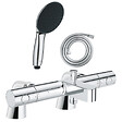 GROHE - Pack mitigeur bain douche thermostatique Precision Get + douchette ronde  2 jets + flexible - vignette