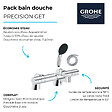 GROHE - Pack mitigeur bain douche thermostatique Precision Get + douchette ronde  2 jets + flexible - vignette