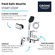 GROHE - Pack mitigeur bain douche mécanique Start Loop + douchette carré  2 jets + flexible + support - vignette