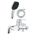 GROHE - Pack mitigeur bain douche mécanique Swift + douchette carré  2 jets + flexible - vignette