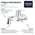 GROHE - Pack mitigeur mécanique Swift avec colonnettes + Douchette 1 jet Vitalio Get Stick + Flexible 1750 mm et support - vignette