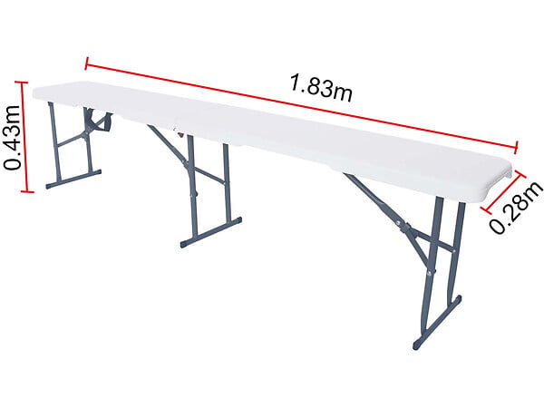 HABITAT ET JARDIN - Banc pliant en métal "Foldy" - 183 x 29 x 42 cm - Blanc - large