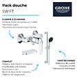 GROHE - Mitigeur douche mécanique Swift 2023 + Ensemble de douche 2 jets avec barre + Panier douche - vignette