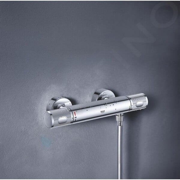 GROHE - Mitigeur douche thermostatique Precision Feel + Ensemble de douche Start 2 jets avec barre + Panier porte-savon - large