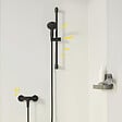 GROHE - Mitigeur douche mécanique start Black + Ensemble de douche 2 jets avec barre Noir + Panier douche - vignette