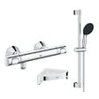 GROHE - Mitigeur douche thermostatique Precision Flow + Ensemble de douche 2 jets et barre +Tablette d'angle - vignette