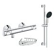 GROHE - Mitigeur douche thermostatique Precision Flow + Ensemble de douche 2 jets avec barre + Porte-savon - vignette