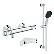 GROHE - Mitigeur douche thermostatique Precision Flow + Ensemble de dche 2 jets et barre +Tablette angle - vignette