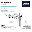 GROHE - Mitigeur douche mécanique Swift 2023 + Ensemble de douche 2 jets avec barre + Tablette de douche d'angle - vignette