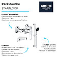 GROHE - Pack mitigeur douche mécanique StartLoop + Ensemble de douche Start 2 jets avec barre + Tablette de douche d'angle - vignette