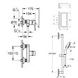 GROHE - Pack mitigeur douche mécanique StartLoop + Ensemble de douche 2 jets avec barre + Panier douche - vignette