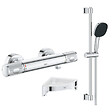 GROHE - Mitigeur douche thermostatique Precision Feel + Ensemble de douche 2 jets avec barre + Tablette d'angle - vignette