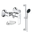 GROHE - Pack mitigeur douche mécanique StartLoop + Ensemble de douche 2 jets avec barre + Panier porte-savon - vignette