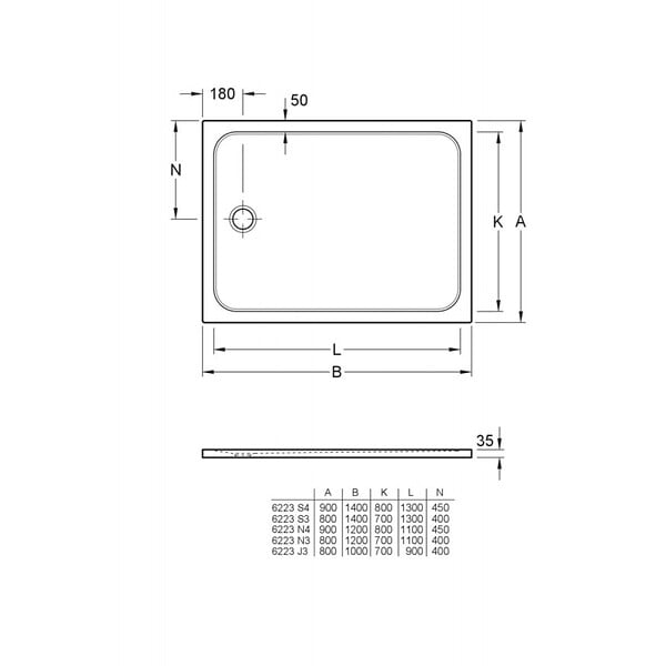 VILLEROY ET BOCH - Villeroy & Boch Lifetime Plus Receveur rectangulaire antidérapant en céramique, extra plat, 140x80x3.5cm, Blanc (6223S301) - large