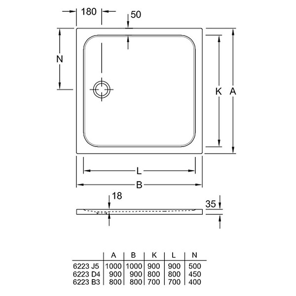 VILLEROY ET BOCH - Receveur de douche antidérapant 90 x 90  Lifetime Plus céramique blanc + Bonde blanc - large