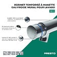 PRESTO - Robinet poussoir temporisé à manette eau froide mural pour lavabo Neo chromé - vignette