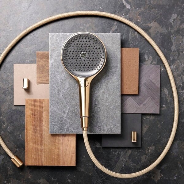 HANSGROHE - Pommeau de douche Raindance Select S EcoSmart 120 3 jets + flexible Designflex 125 cm bronze brossé - large