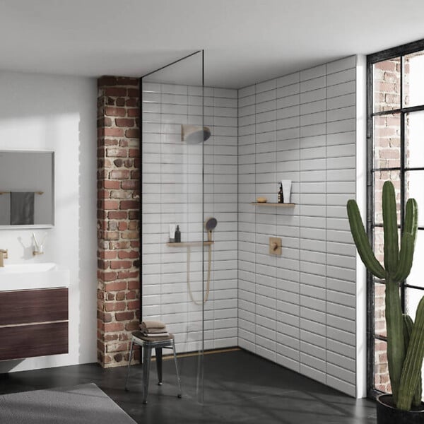 HANSGROHE - Pommeau de douche Pulsify Select EcoSmart 105 3 jets relaxation + Flexible 200 cm Designflex Bronze brossé - large