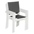 HAPPY GARDEN - Lot de 10 chaises en aluminium blanc - textilène gris - vignette
