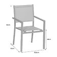 HAPPY GARDEN - Lot de 10 chaises en aluminium blanc - textilène gris - vignette