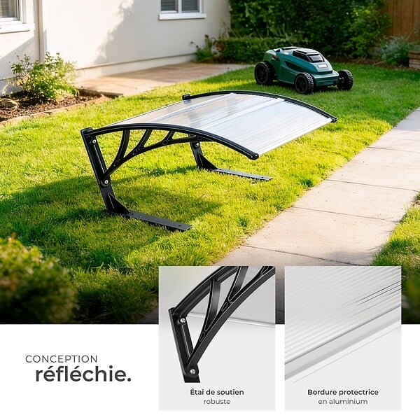 TECTAKE - Garage pour tondeuse robot DOMUS, résistant aux intempéries, 81 x 100 x 48 cm blanc transparent - large