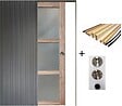 GD MENUISERIES - Porte Coulissante bois Frake Vitrée H204 x L73 cm, Galandage, kit finition (coquille et tire doigt) - vignette