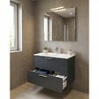 VITRA - Vitra  Mia ensemble avec meuble préassemblé 79x61x39,5 cm + miroir + lavabo + éclairage LED, anthracite brillant (MIASET80A) - vignette