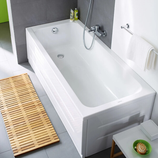 DURAVIT - Baignoire droite 160 X 70 D-Code + Pare bain AURYS Raywall noir mat gauche - large