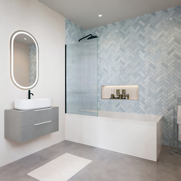 DURAVIT - Baignoire droite 160 X 70 D-Code + Pare bain AURYS Raywall noir mat gauche - large