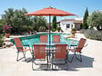HABITAT ET JARDIN - Table et chaises de jardin avec parasol en métal "Convivia" - 6 places - Terracotta - vignette