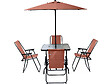 HABITAT ET JARDIN - Table et chaises de jardin avec parasol en métal "Convivia" - 4 places - Terracotta - vignette