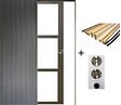 GD MENUISERIES - Porte Coulissante Gris Taupe RAL 7006 Vitrage transparent H204 x L73 cm, Galandage, kit finition (coquille et tire doigt) - vignette